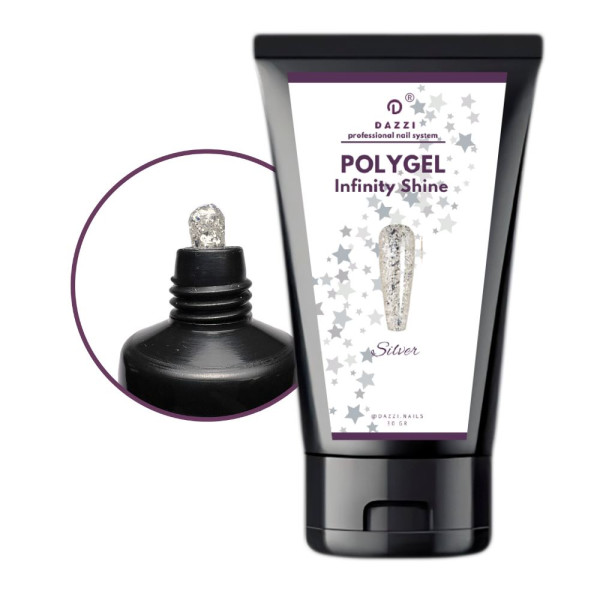 Glitter-Polygel „Infinity Shine SILVER“, Silver, 30 gr