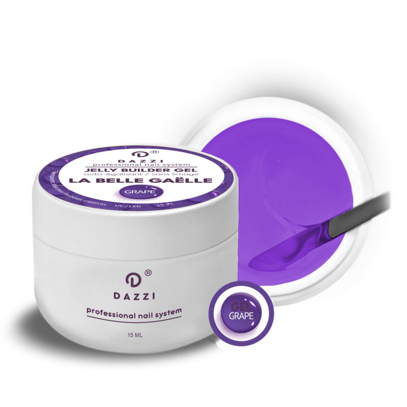 Transparent self-leveling gel from the La Belle Gaelle “Grape” collection, purple, 15 ml