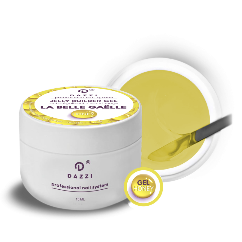 Transparent self-leveling gel from the La Belle Gaelle “Honey” collection, yellow, 15 ml
