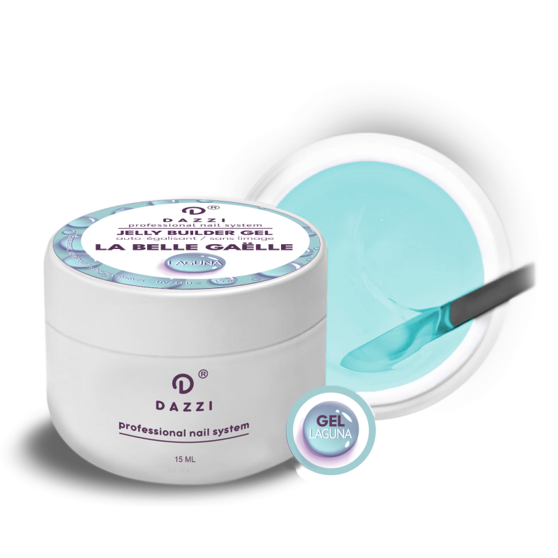Transparent self-leveling gel from the La Belle Gaelle “Laguna” collection, light blue, 15 ml