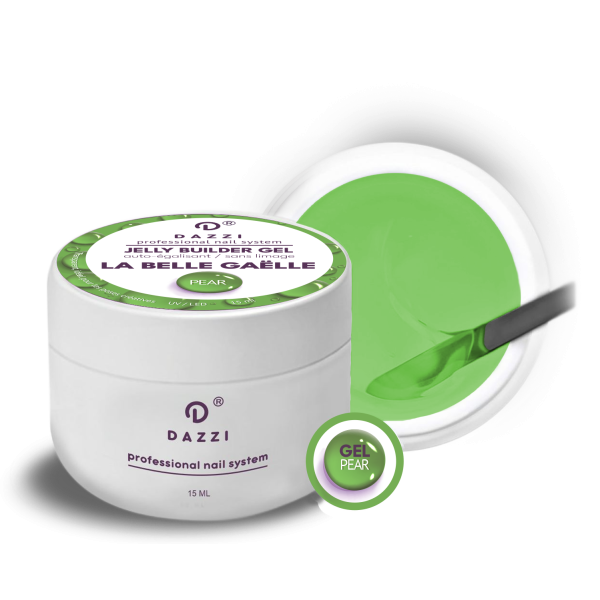 Transparent self-leveling gel from the La Belle Gaelle “Pear” collection, green, 15 ml