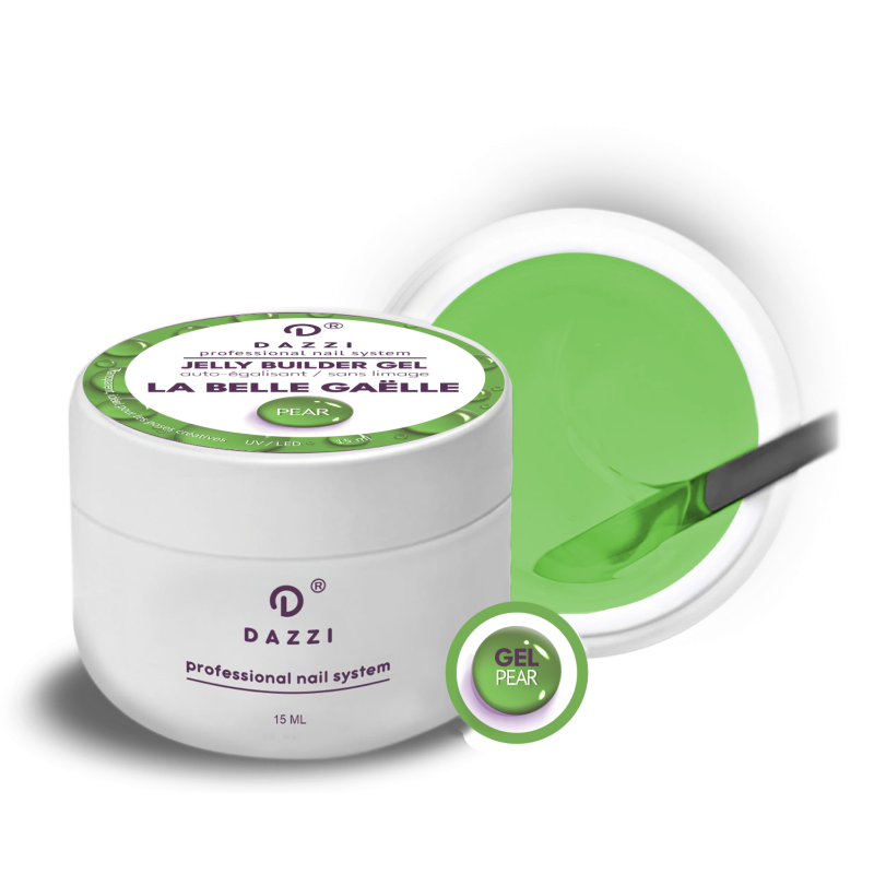 Transparent self-leveling gel from the La Belle Gaelle “Pear” collection, green, 15 ml