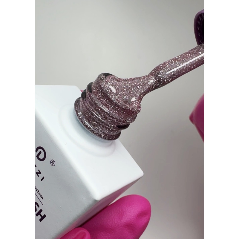 Semi-permanent reflective / highly glittery gel polish “Lemonder” 140, pink 10 ml