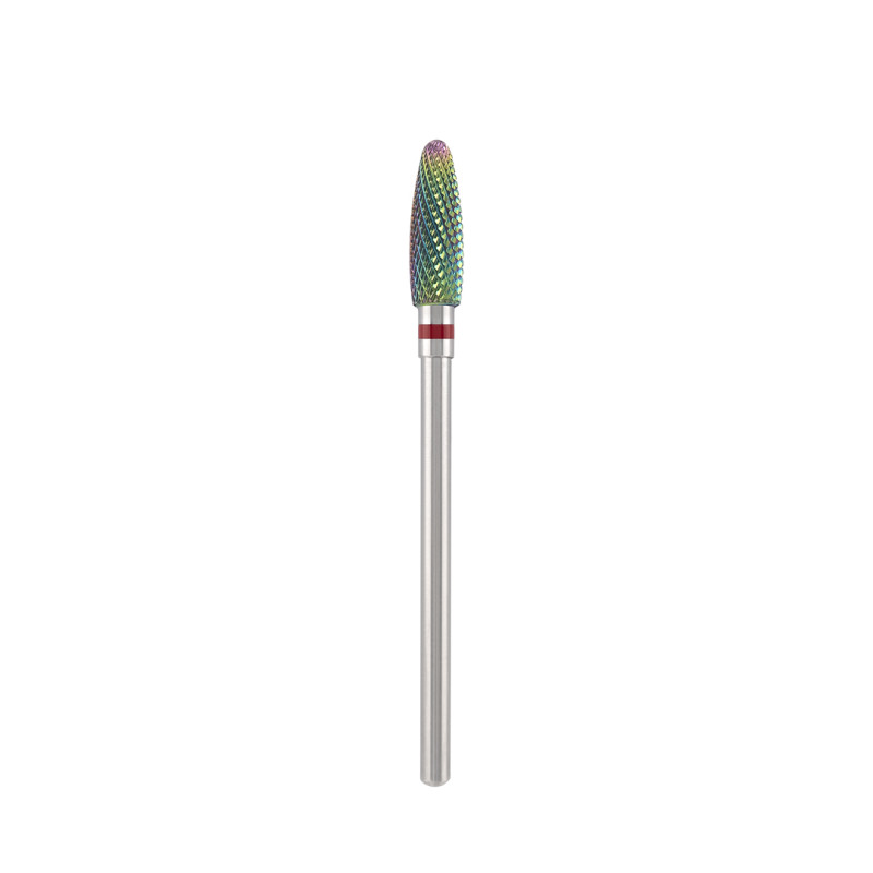 Tungsten carbide bit "corn" red (rainbow coating), L-13,0 mm, Ø4,0 mm