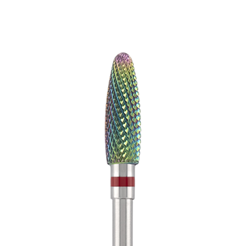 Tungsten carbide bit "corn" red (rainbow coating), L-13,0 mm, Ø4,0 mm