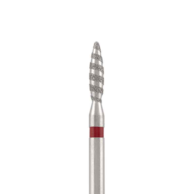 Diamond bit "tornado" safe red, L- 10,0 mm, Ø2,1 mm