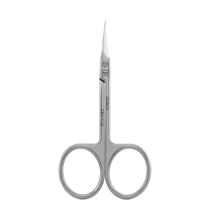 Professional hooked scissors for cuticle, mirror polishing, L-95 mm, blades 22 mm. 