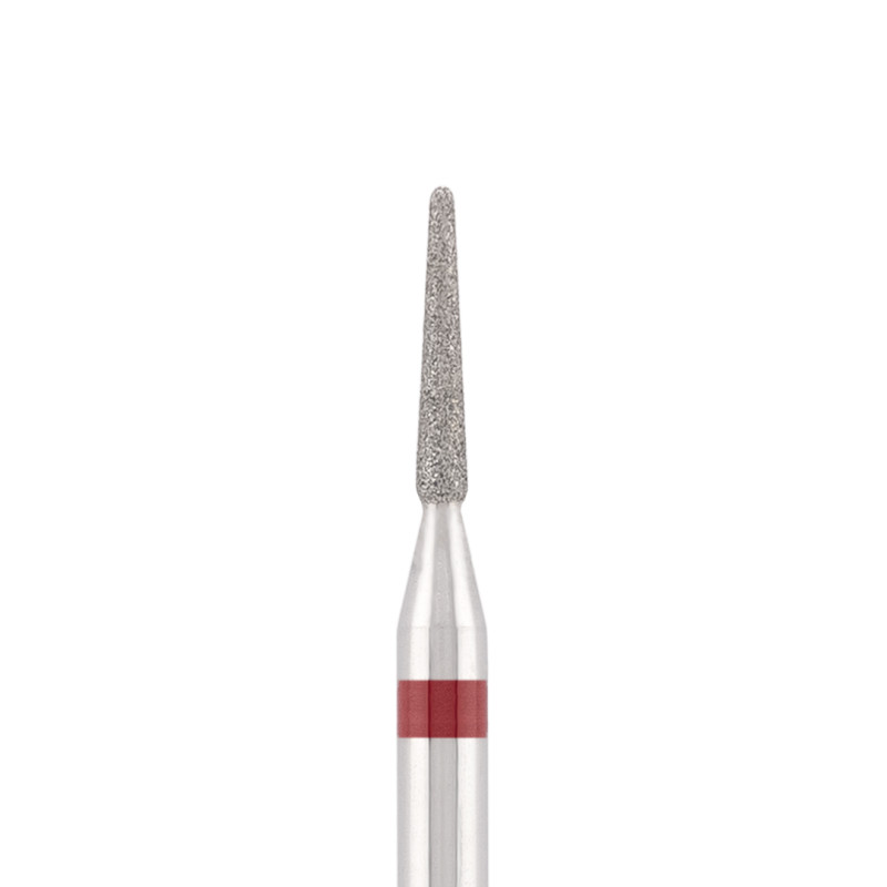 Diamond bit "rounded cone" red, L-8,2 mm, Ø1,4 mm
