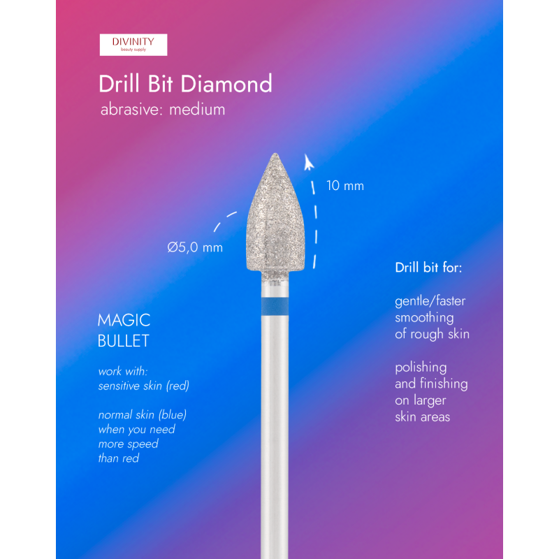 Diamond bit "magic bullet" blue, L-10,0 mm, Ø5,0 mm