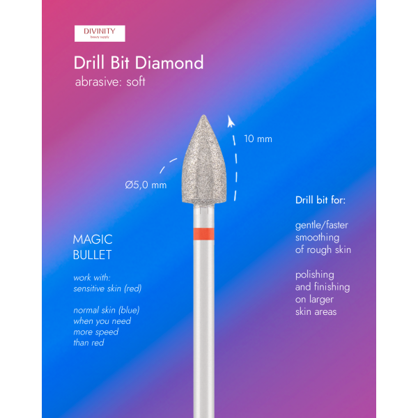 Diamond bit "magic bullet" red, L-10,0 mm, Ø5,0 mm