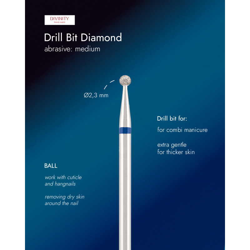 Diamond bit "ball" blue, Ø2,3 mm