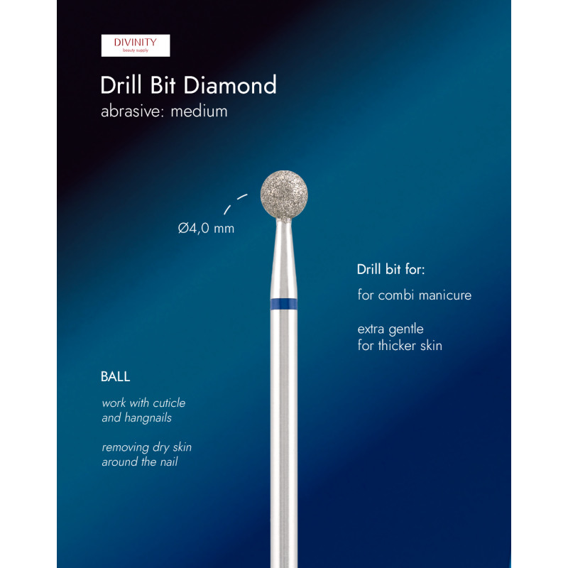 Punta fresa diamantata "ball" blu, Ø4,0 mm