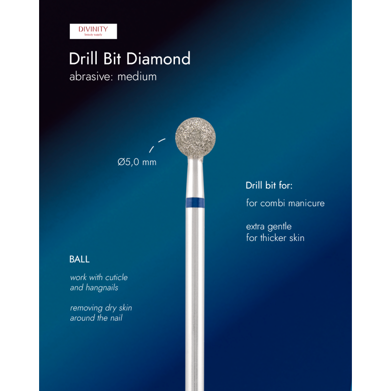 Punta fresa diamantata "ball" blu, Ø5,0 mm