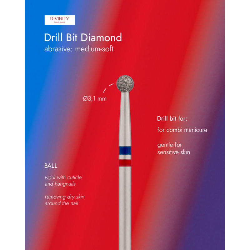Punta fresa diamantata "ball" blu-rossa, Ø3,1 mm