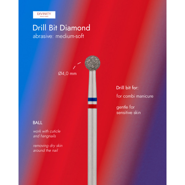Diamond bit "ball" blue-red, Ø4,0 mm