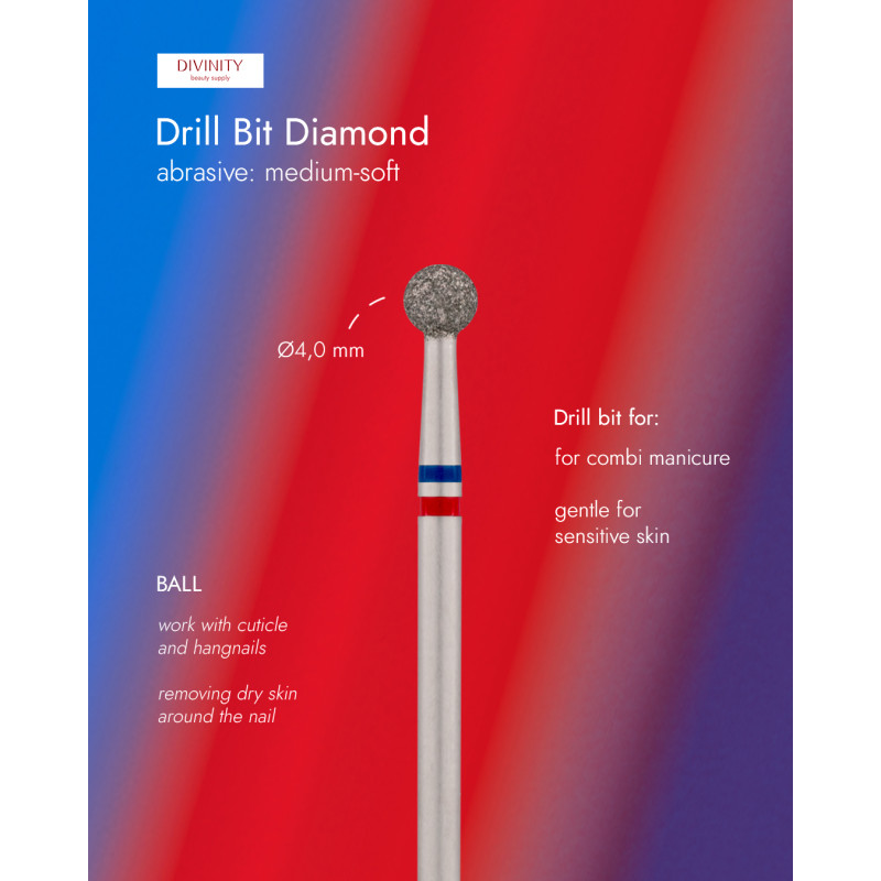 Punta fresa diamantata "ball" blu-rossa, Ø4,0 mm