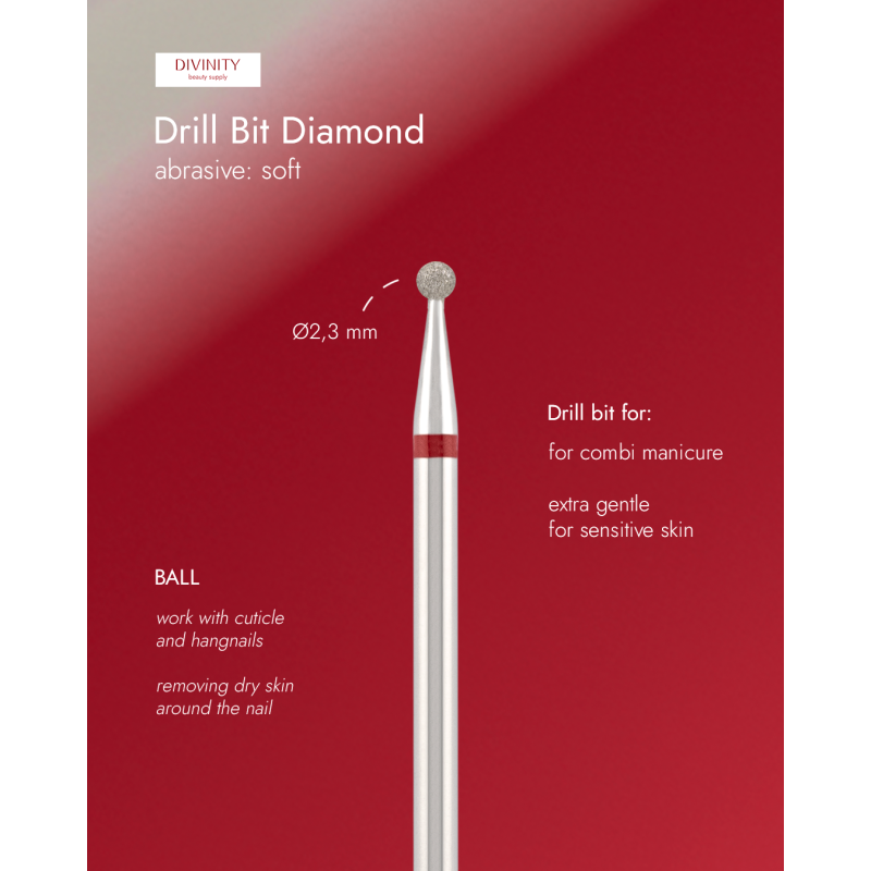 Punta fresa diamantata "ball" rosso, Ø2,3 mm