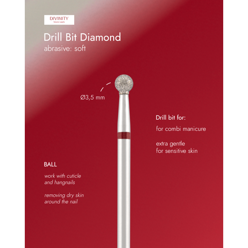 Punta fresa diamantata "ball" rosso, Ø3,5 mm