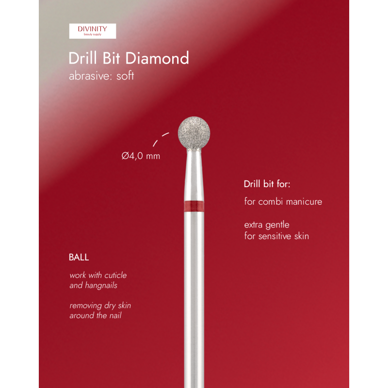 Punta fresa diamantata "ball" rosso, Ø4,0 mm