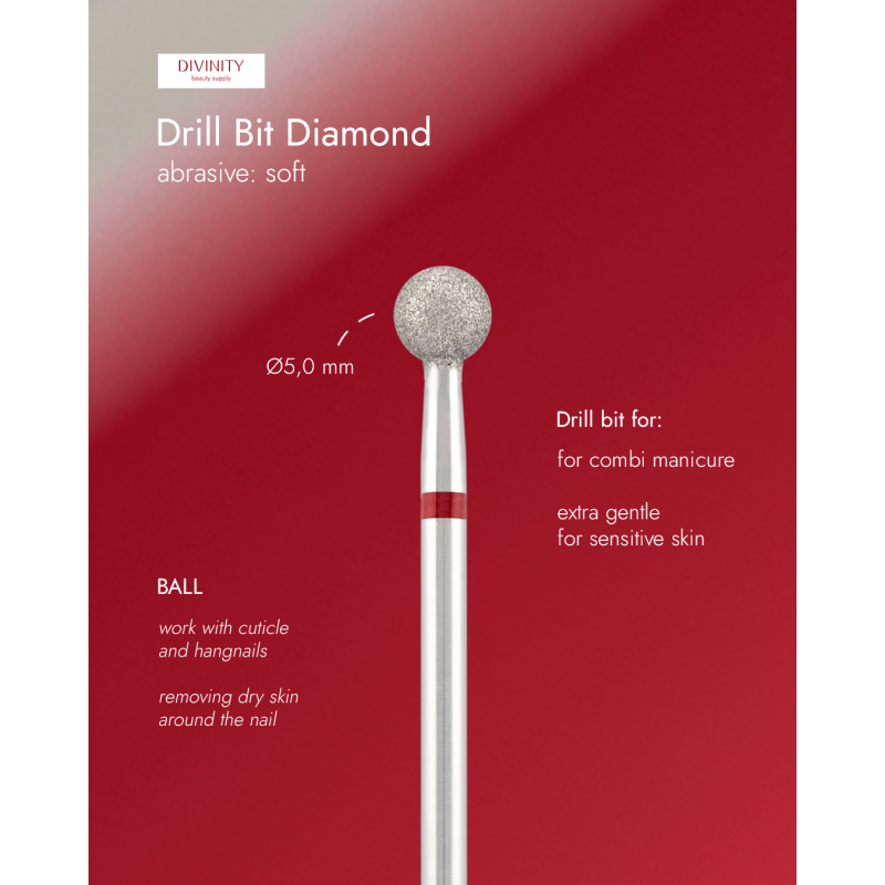 Punta fresa diamantata "ball" rosso, Ø5,0 mm