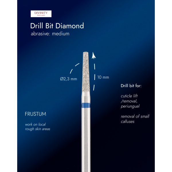 Diamond bit "frustum" blue, L-10,0 mm, Ø2,3 mm