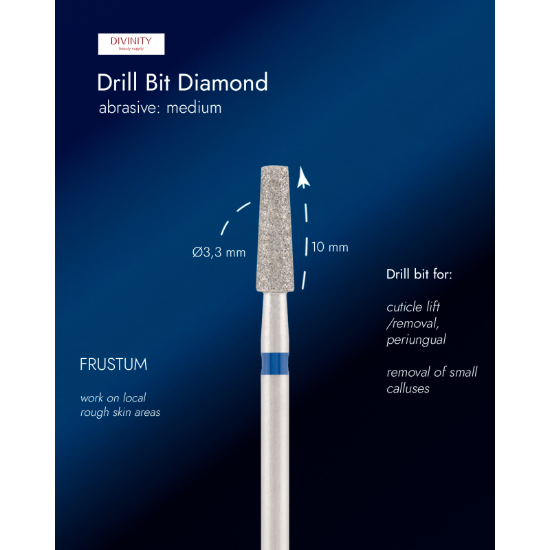 Diamond bit "frustum" blue, L-10,0 mm, Ø3,3 mm