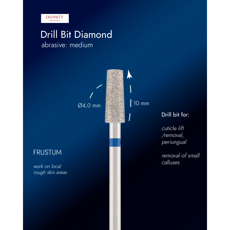 Diamond bit "frustum" blue, L-10,0 mm, Ø4,0 mm
