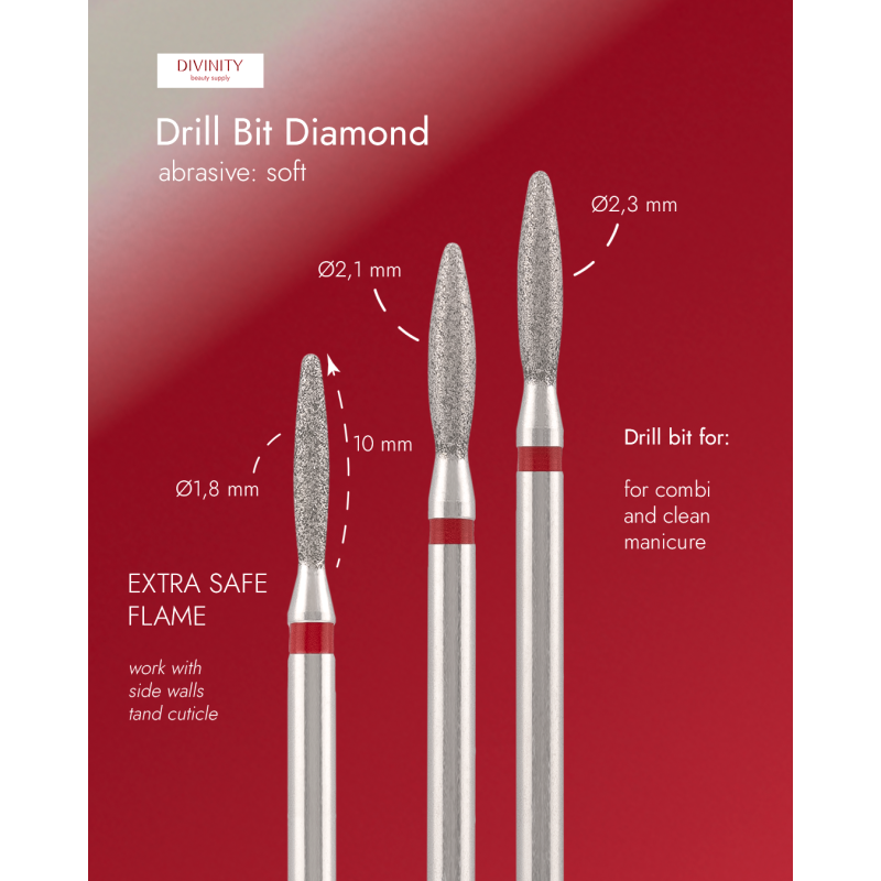 Diamond flame bit extra safe red Ø2.3 mm