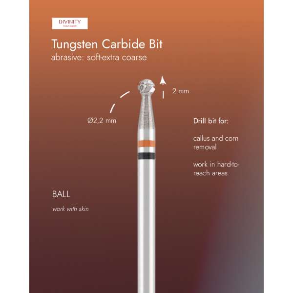 Tungsten carbide bit "ball", red-black, L-2,0 mm, Ø2,0 mm