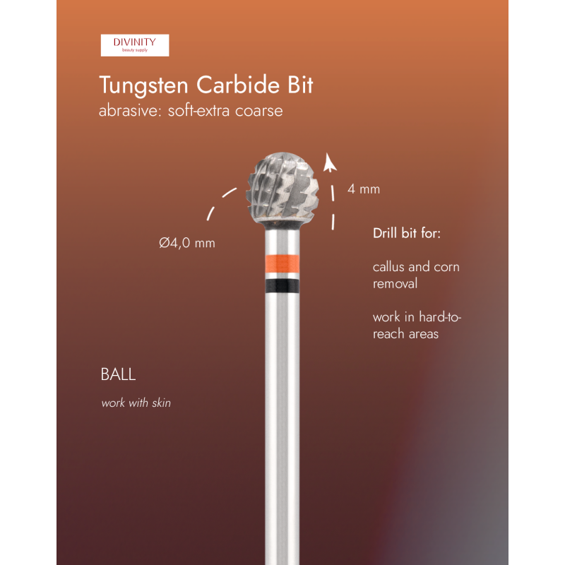 Fresa de carburo "ball", rojo-negro, L-4,0 mm, Ø4,0 mm